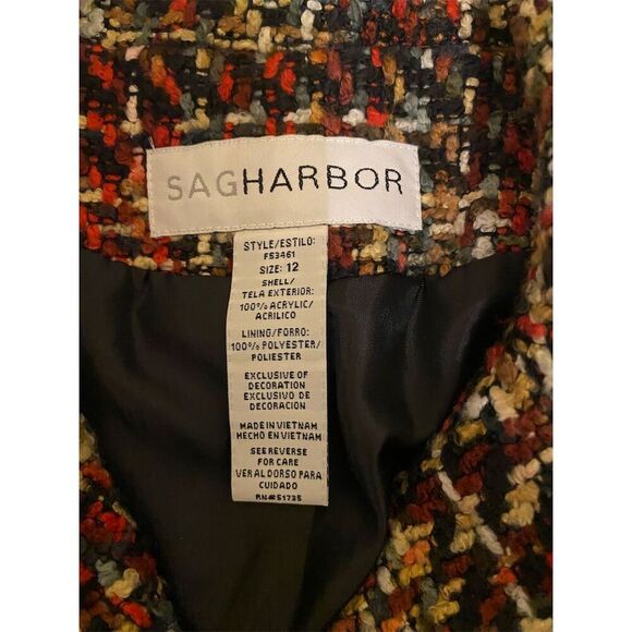 Sag Harbor Women's Tweed Blazer Jacket Size 12 Multicolor Business - Picture 4 of 4